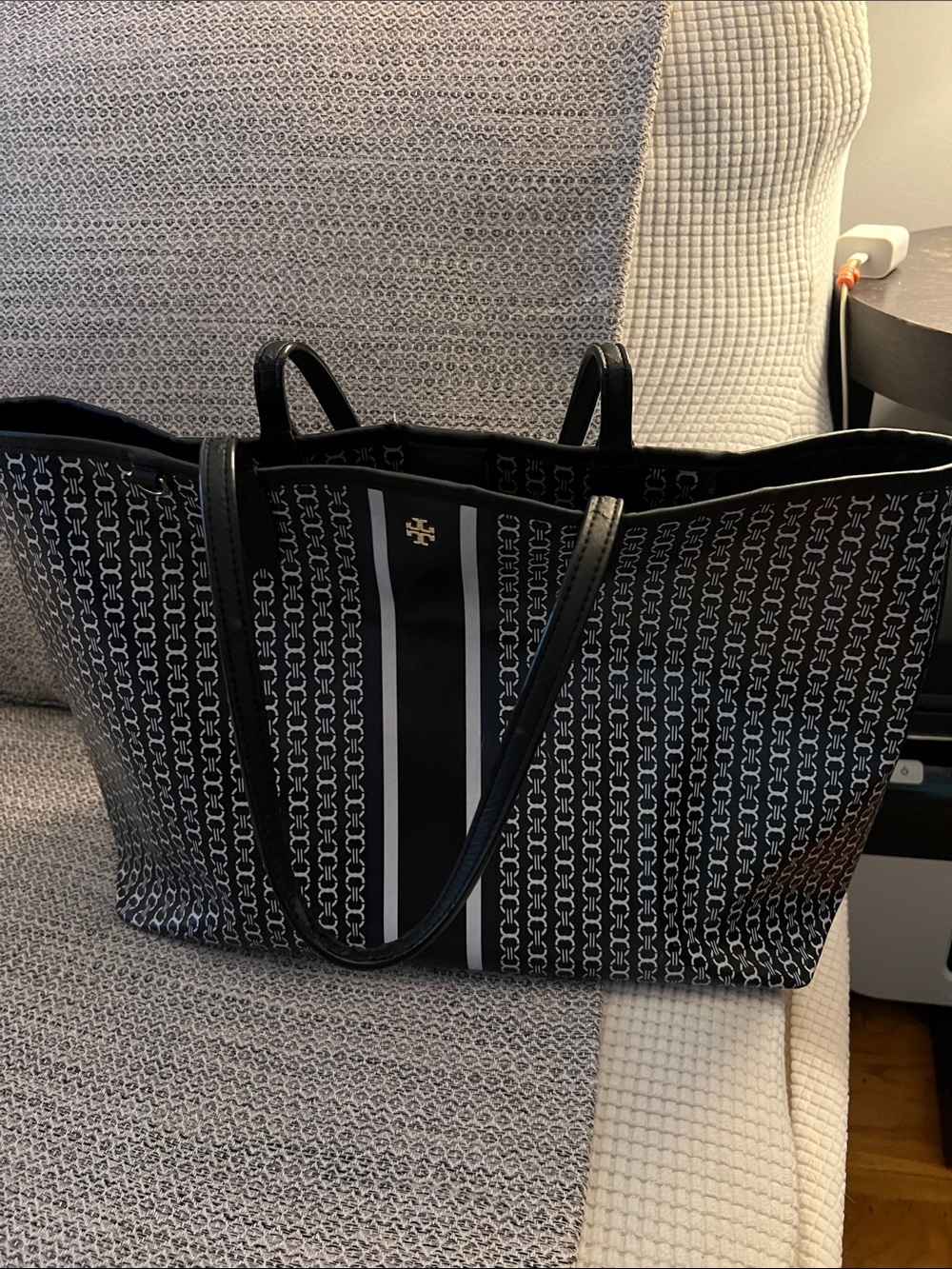 Tory Burch Black and White Patterned Tote